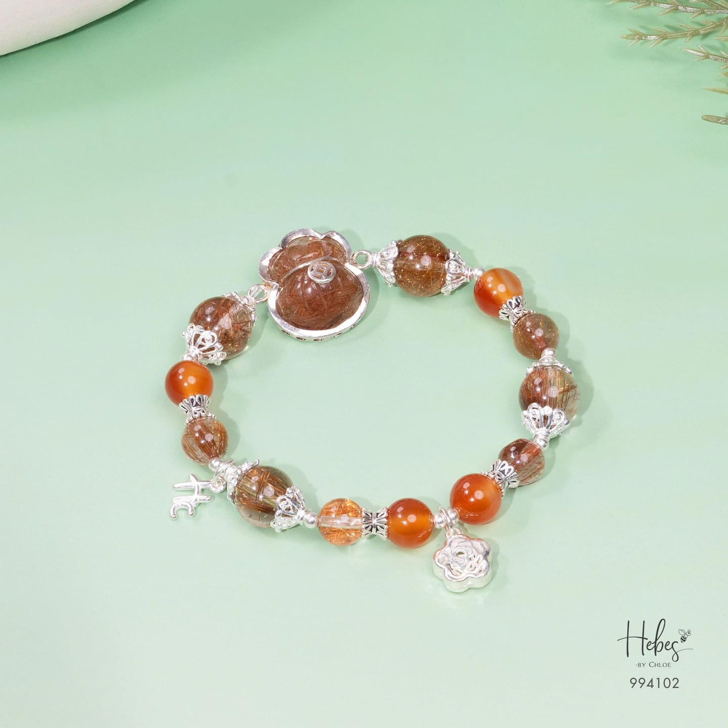 Custom Limited Brown Rutilated Money Pouch Bracelet 994102