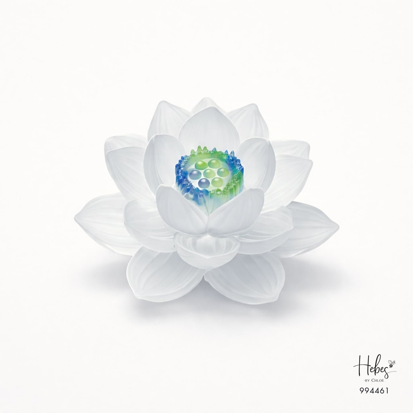 Frosted White & Azure Glass Lotus Incense Holder 994461