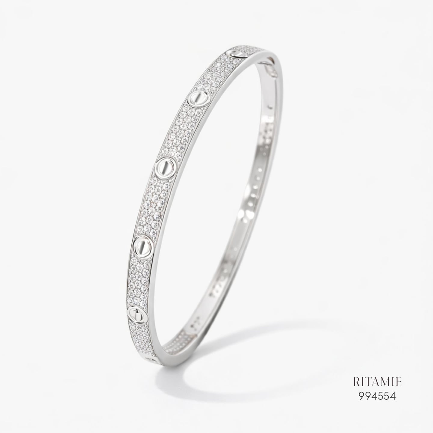 The Majestic Pav? Moissanite Silver Bangle 994554