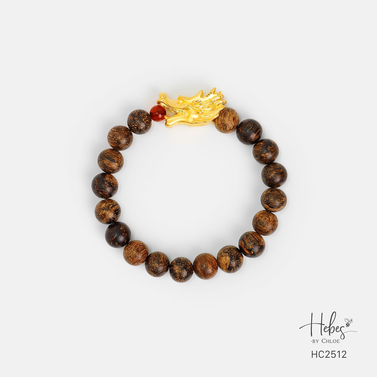 Indonesian Agarwood Jade Dragon Charm Bracelet HC2512